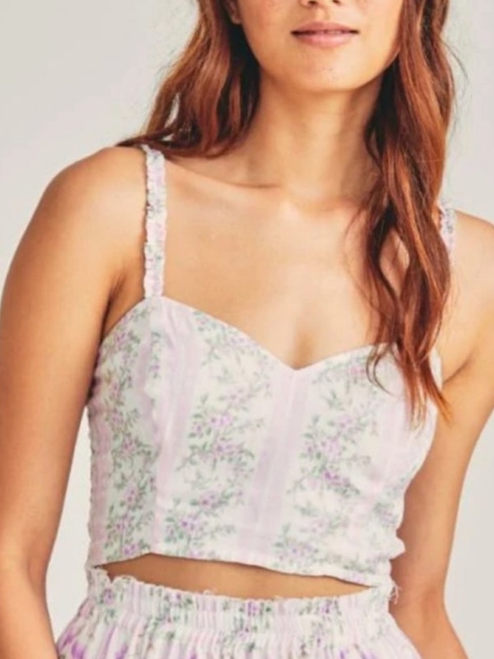 LoveShackFancy Pale Pink Floral Lace-Trim Camisole